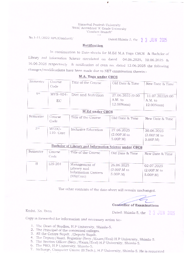 Hpu Date Sheet 2025 Announced Hpuniv Ac In Details Here